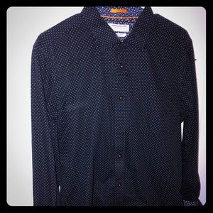 Denim & flower button down shirt